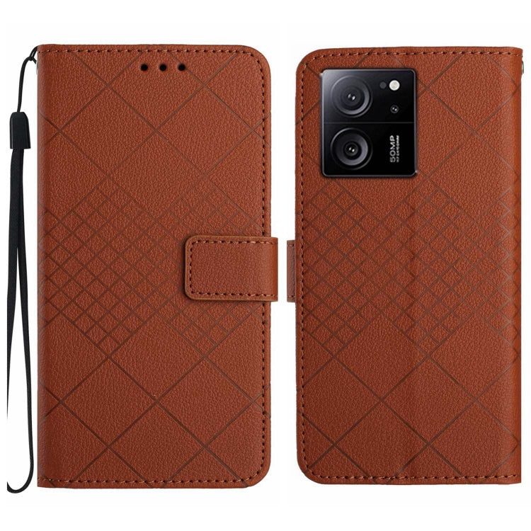 Rhombic Grid Texture Leather Phone Case, Series 1