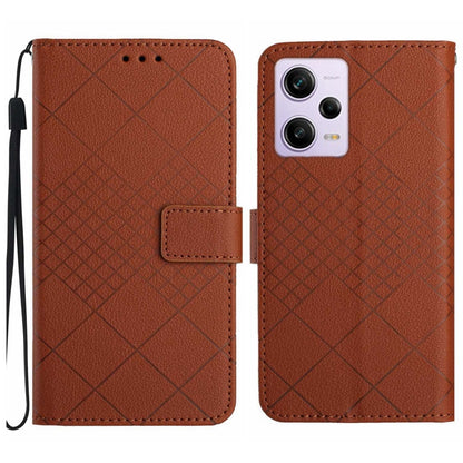 Rhombic Grid Texture Leather Phone Case, Series 1