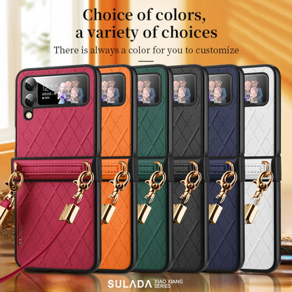 SULADA Elegant Rhombic Texture Folding Phone Case with Lanyard