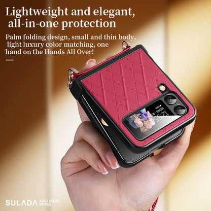 SULADA Elegant Rhombic Texture Folding Phone Case with Lanyard