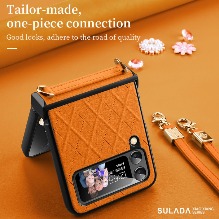 SULADA Elegant Rhombic Texture Folding Phone Case with Lanyard