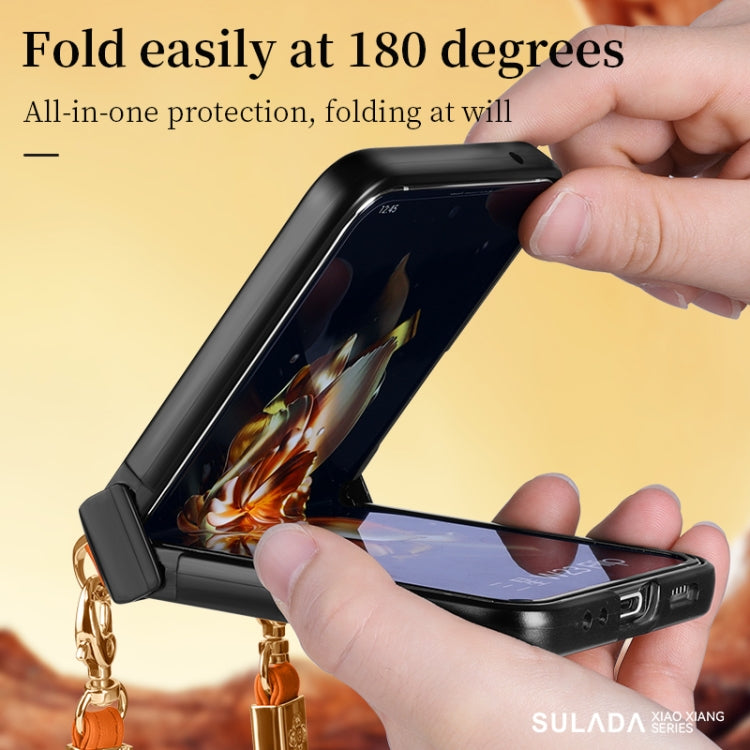 SULADA Elegant Rhombic Texture Folding Phone Case with Lanyard