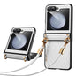 SULADA Elegant Rhombic Texture Folding Phone Case with Lanyard, For Samsung Galaxy Z Flip6 / Flip7 FE, For Samsung Galaxy Z Flip5, For Samsung Galaxy Z Flip4, For Samsung Galaxy Z Flip3 5G