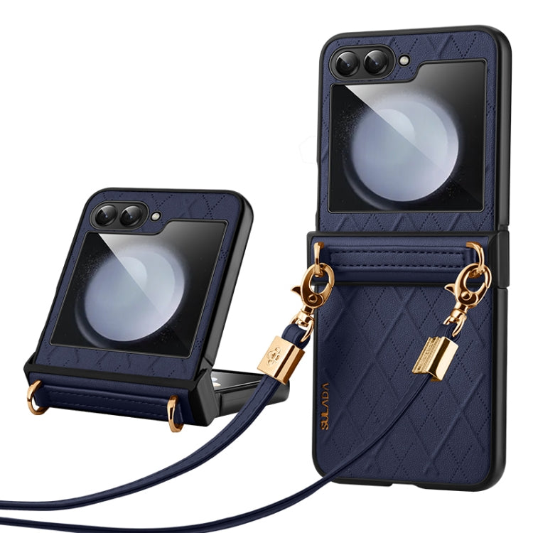 SULADA Elegant Rhombic Texture Folding Phone Case with Lanyard, For Samsung Galaxy Z Flip6 / Flip7 FE, For Samsung Galaxy Z Flip5, For Samsung Galaxy Z Flip4, For Samsung Galaxy Z Flip3 5G