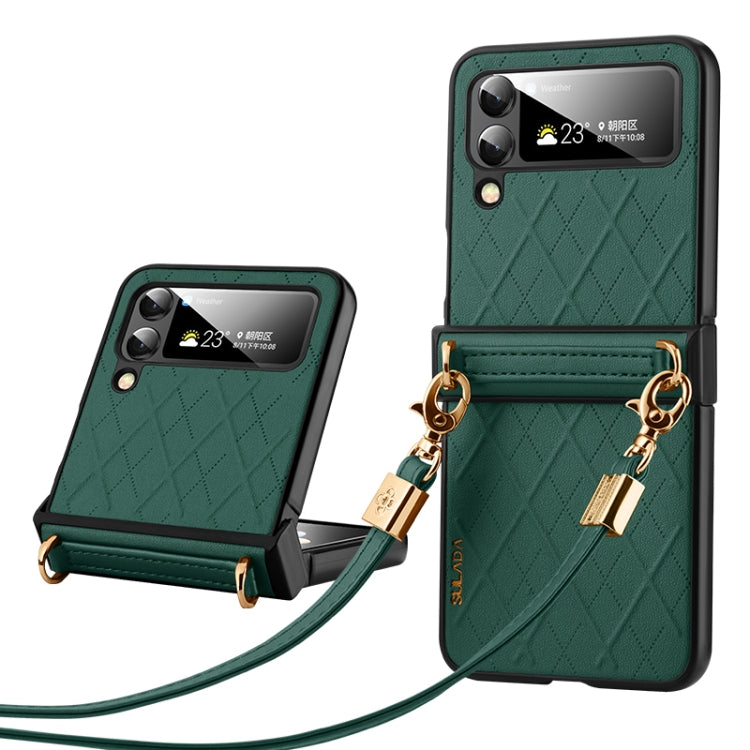 SULADA Elegant Rhombic Texture Folding Phone Case with Lanyard, For Samsung Galaxy Z Flip6 / Flip7 FE, For Samsung Galaxy Z Flip5, For Samsung Galaxy Z Flip4, For Samsung Galaxy Z Flip3 5G