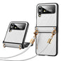 SULADA Elegant Rhombic Texture Folding Phone Case with Lanyard, For Samsung Galaxy Z Flip6 / Flip7 FE, For Samsung Galaxy Z Flip5, For Samsung Galaxy Z Flip4, For Samsung Galaxy Z Flip3 5G