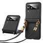 SULADA Elegant Rhombic Texture Folding Phone Case with Lanyard, For Samsung Galaxy Z Flip6 / Flip7 FE, For Samsung Galaxy Z Flip5, For Samsung Galaxy Z Flip4, For Samsung Galaxy Z Flip3 5G