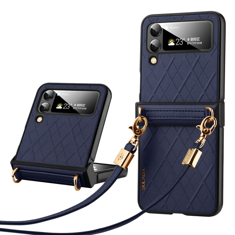 SULADA Elegant Rhombic Texture Folding Phone Case with Lanyard, For Samsung Galaxy Z Flip6 / Flip7 FE, For Samsung Galaxy Z Flip5, For Samsung Galaxy Z Flip4, For Samsung Galaxy Z Flip3 5G