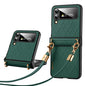 SULADA Elegant Rhombic Texture Folding Phone Case with Lanyard, For Samsung Galaxy Z Flip6 / Flip7 FE, For Samsung Galaxy Z Flip5, For Samsung Galaxy Z Flip4, For Samsung Galaxy Z Flip3 5G