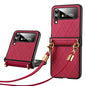 SULADA Elegant Rhombic Texture Folding Phone Case with Lanyard, For Samsung Galaxy Z Flip6 / Flip7 FE, For Samsung Galaxy Z Flip5, For Samsung Galaxy Z Flip4, For Samsung Galaxy Z Flip3 5G