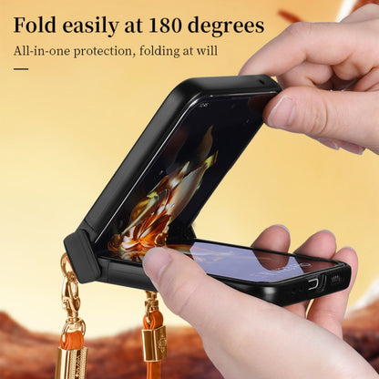 SULADA Elegant Rhombic Texture Folding Phone Case with Lanyard, For Samsung Galaxy Z Flip6 / Flip7 FE, For Samsung Galaxy Z Flip5, For Samsung Galaxy Z Flip4, For Samsung Galaxy Z Flip3 5G