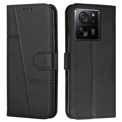 Stitching Calf Texture Buckle Leather Phone Case
