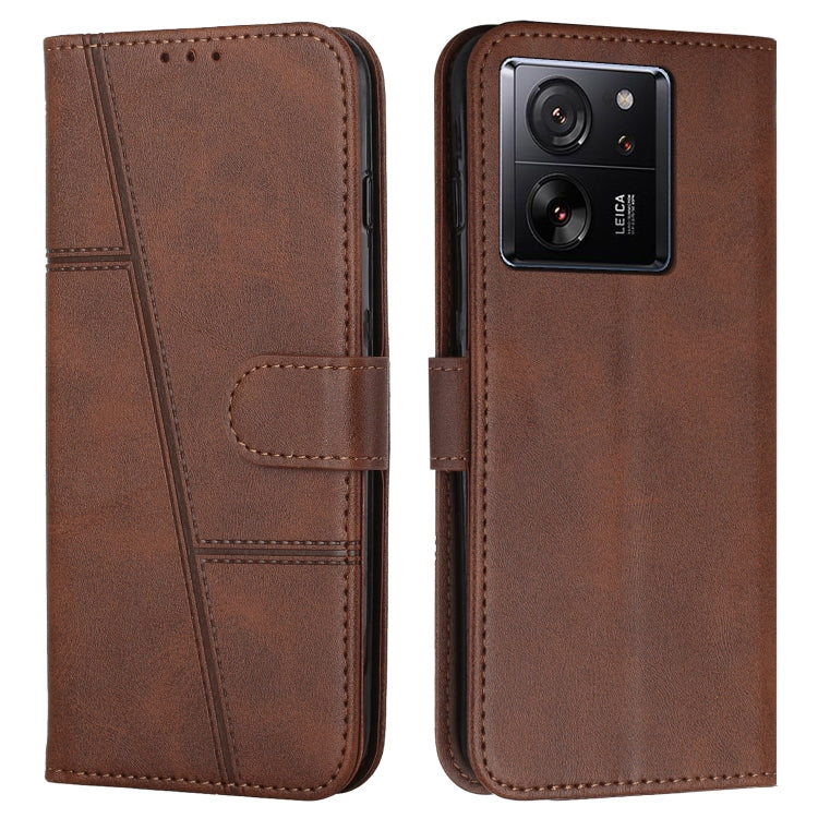 Stitching Calf Texture Buckle Leather Phone Case
