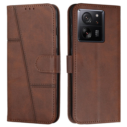 Stitching Calf Texture Buckle Leather Phone Case