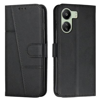 Stitching Calf Texture Buckle Leather Phone Case