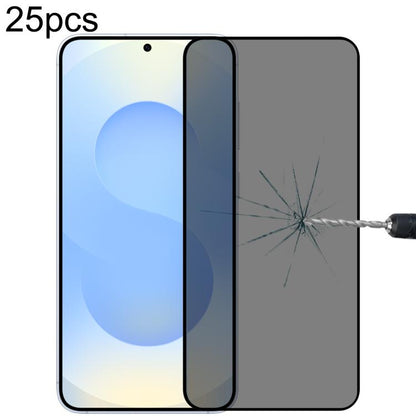 25pcs Full Cover Anti-peeping Tempered Glass Film,  Support Fingerprint Unlocking, For Samsung Galaxy S25 Edge 5G, For Samsung Galaxy S25 5G, For Samsung Galaxy S25+ 5G, For Samsung Galaxy S25 Ultra 5G, For Samsung Galaxy S24 Ultra 5G������������������...