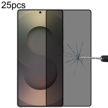 25pcs Full Cover Anti-peeping Tempered Glass Film,  Support Fingerprint Unlocking, For Samsung Galaxy S25 Edge 5G, For Samsung Galaxy S25 5G, For Samsung Galaxy S25+ 5G, For Samsung Galaxy S25 Ultra 5G, For Samsung Galaxy S24 Ultra 5G������������������...
