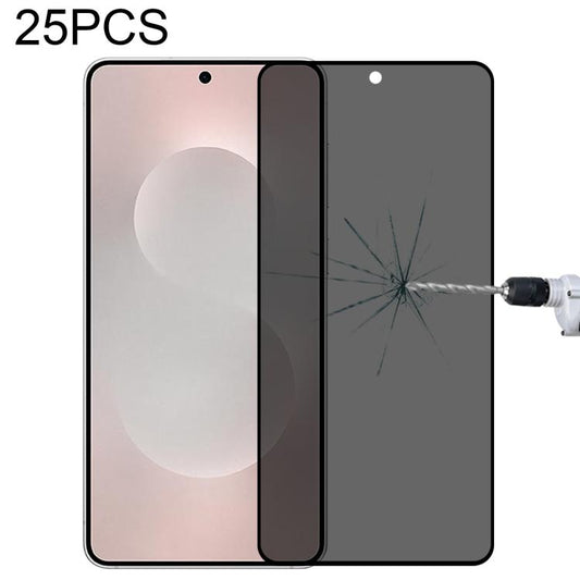 25pcs Full Cover Anti-peeping Tempered Glass Film, Support Fingerprint Unlocking, For Samsung Galaxy S25 Edge 5G, For Samsung Galaxy S25 5G, For Samsung Galaxy S25+ 5G, For Samsung Galaxy S25 Ultra 5G, For Samsung Galaxy S24 Ultra 5G