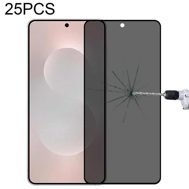 25pcs Full Cover Anti-peeping Tempered Glass Film,  Support Fingerprint Unlocking, For Samsung Galaxy S25 Edge 5G, For Samsung Galaxy S25 5G, For Samsung Galaxy S25+ 5G, For Samsung Galaxy S25 Ultra 5G, For Samsung Galaxy S24 Ultra 5G������������������...