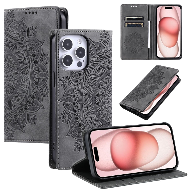 Totem Embossed Magnetic Leather Phone Case, For iPhone 16, For iPhone 15 Pro Max, For iPhone 15 Pro, For iPhone 15 Plus