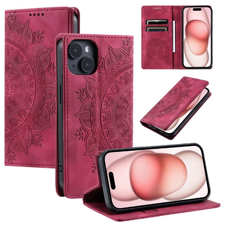 Totem Embossed Magnetic Leather Phone Case, For iPhone 16, For iPhone 15 Pro Max, For iPhone 15 Pro, For iPhone 15 Plus
