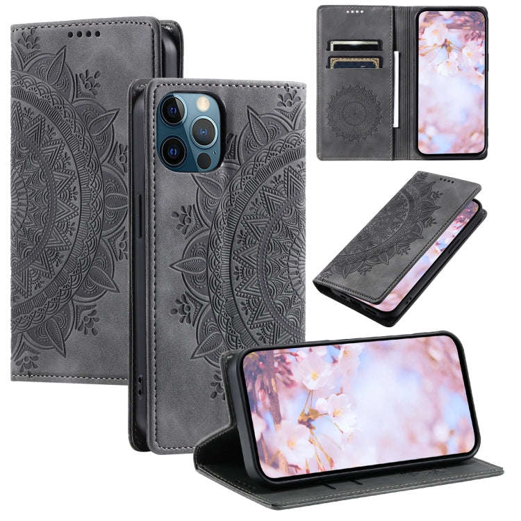 Totem Embossed Magnetic Leather Phone Case, For iPhone 13, For iPhone 13 mini, For iPhone 12 / 12 Pro, For iPhone 12 Pro Max
