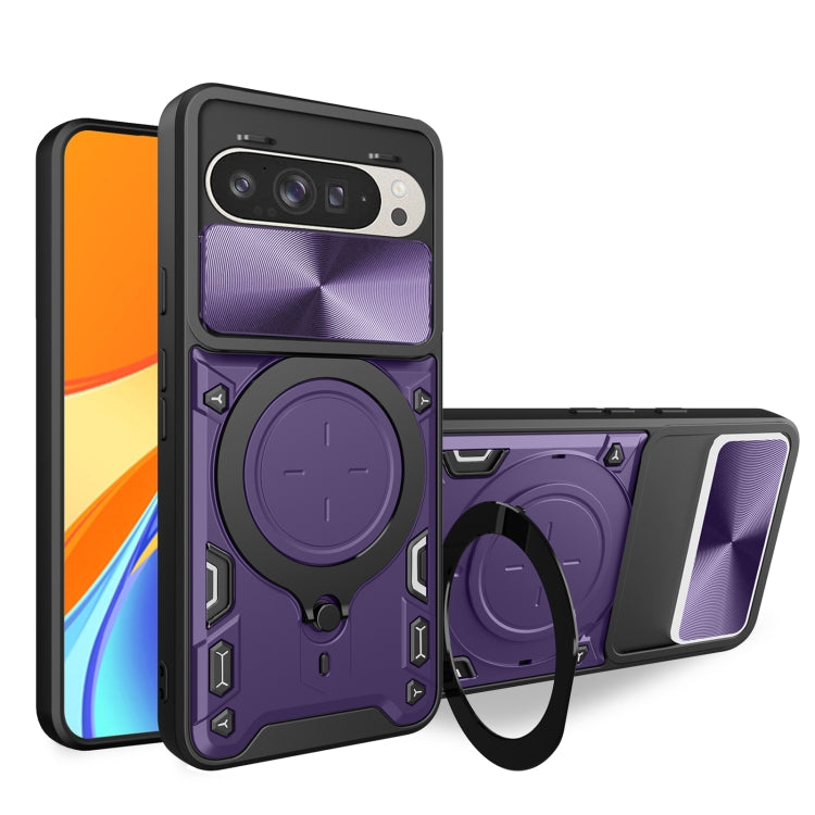 CD Texture Sliding Camshield Magnetic Holder Phone Case