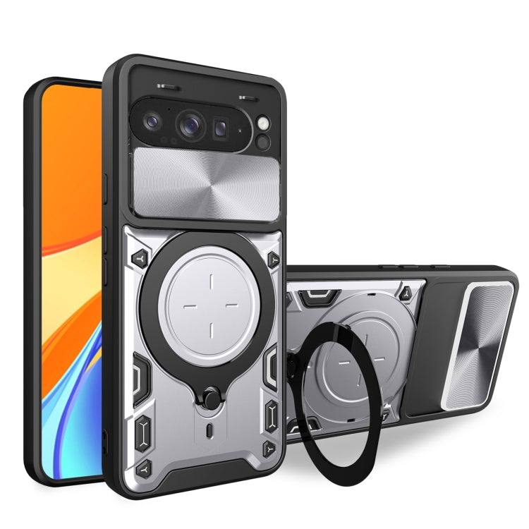 CD Texture Sliding Camshield Magnetic Holder Phone Case, For Google Pixel 11 Pro XL, For Google Pixel 10a, For Google Pixel 9 Pro XL, For Google Pixel 9 / 9 Pro