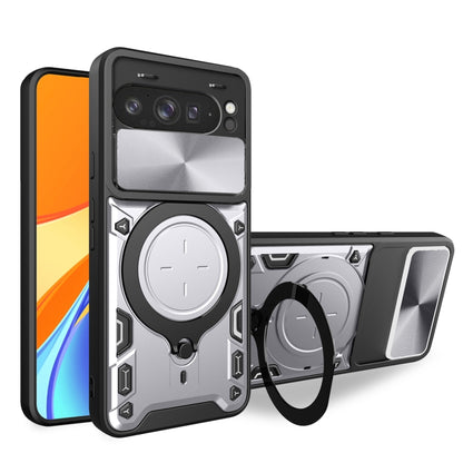 CD Texture Sliding Camshield Magnetic Holder Phone Case, For Google Pixel 11 Pro XL, For Google Pixel 10a, For Google Pixel 9 Pro XL, For Google Pixel 9 / 9 Pro