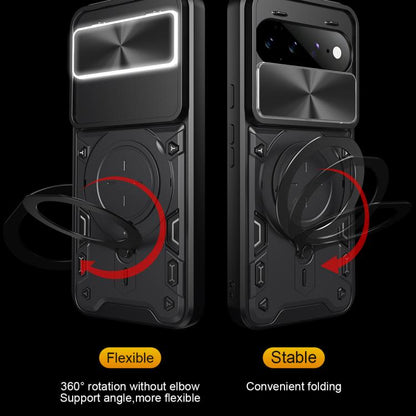 CD Texture Sliding Camshield Magnetic Holder Phone Case, For Google Pixel 11 Pro XL, For Google Pixel 10a, For Google Pixel 9 Pro XL, For Google Pixel 9 / 9 Pro