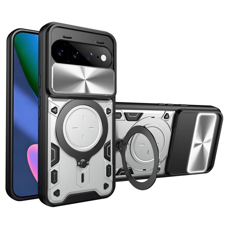CD Texture Sliding Camshield Magnetic Holder Phone Case, For Google Pixel 11 Pro XL, For Google Pixel 10a, For Google Pixel 9 Pro XL, For Google Pixel 9 / 9 Pro