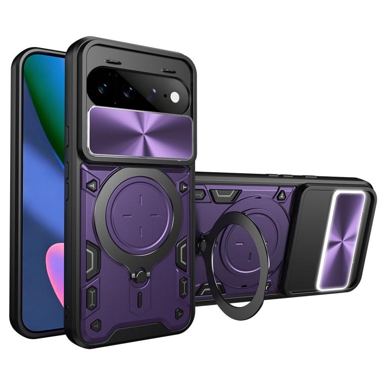 CD Texture Sliding Camshield Magnetic Holder Phone Case, For Google Pixel 11 Pro XL, For Google Pixel 10a, For Google Pixel 9 Pro XL, For Google Pixel 9 / 9 Pro