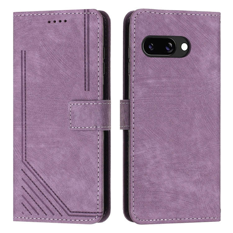 Skin Feel Stripe Pattern Leather Phone Case with Lanyard, For Google Pixel 10 / 10 Pro, For Google Pixel 9a, For Google Pixel 8a