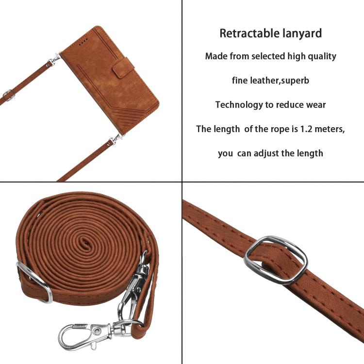 Skin Feel Stripe Pattern Leather Phone Case with Lanyard, For Google Pixel 10 Pro XL, For Google Pixel 10 / 10 Pro, For Google Pixel 9a, For Google Pixel 8a