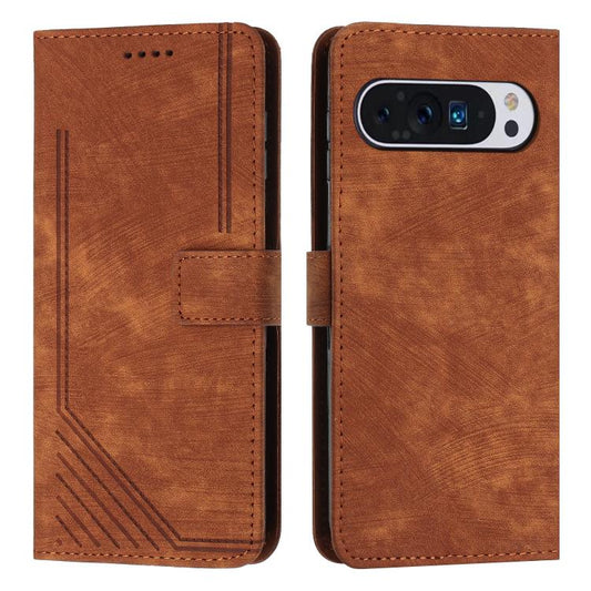 Skin Feel Stripe Pattern Leather Phone Case with Lanyard, For Google Pixel 10 Pro XL, For Google Pixel 10 / 10 Pro, For Google Pixel 9a, For Google Pixel 8a