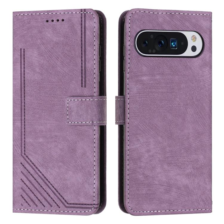 Skin Feel Stripe Pattern Leather Phone Case with Lanyard, For Google Pixel 10 Pro XL, For Google Pixel 10 / 10 Pro, For Google Pixel 9a, For Google Pixel 8a