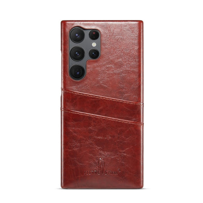 Fierre Shann Oil Wax Texture Leather Phone Case with Card Slots