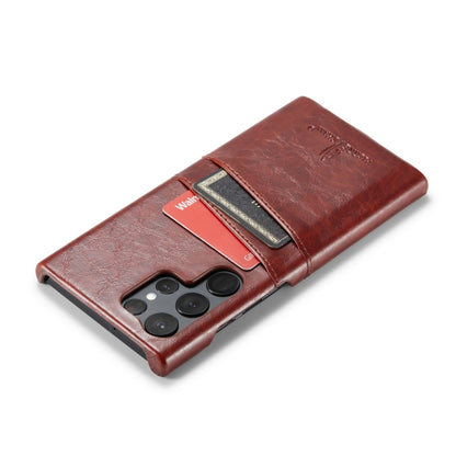 Fierre Shann Oil Wax Texture Leather Phone Case with Card Slots