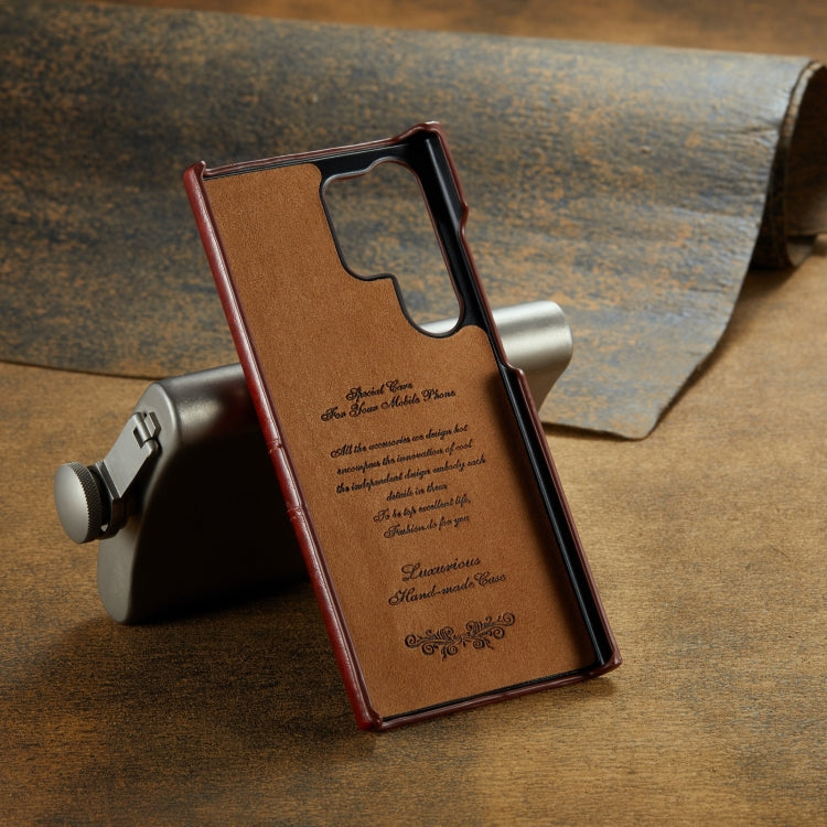 Fierre Shann Oil Wax Texture Leather Phone Case with Card Slots