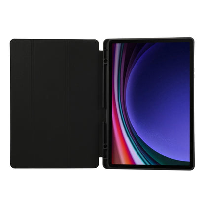 3-Fold Pure Color TPU Leather Tablet Case with Pen Slot