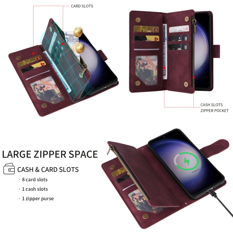 Crossbody Multi-card Slot Wallet Zipper Leather Phone Case, For Samsung Galaxy S23 FE 5G