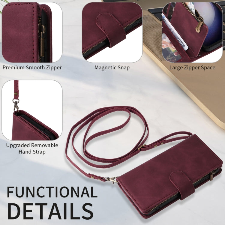 Crossbody Multi-card Slot Wallet Zipper Leather Phone Case, For Samsung Galaxy S23 FE 5G