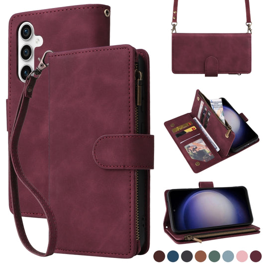Crossbody Multi-card Slot Wallet Zipper Leather Phone Case, For Samsung Galaxy S23 FE 5G