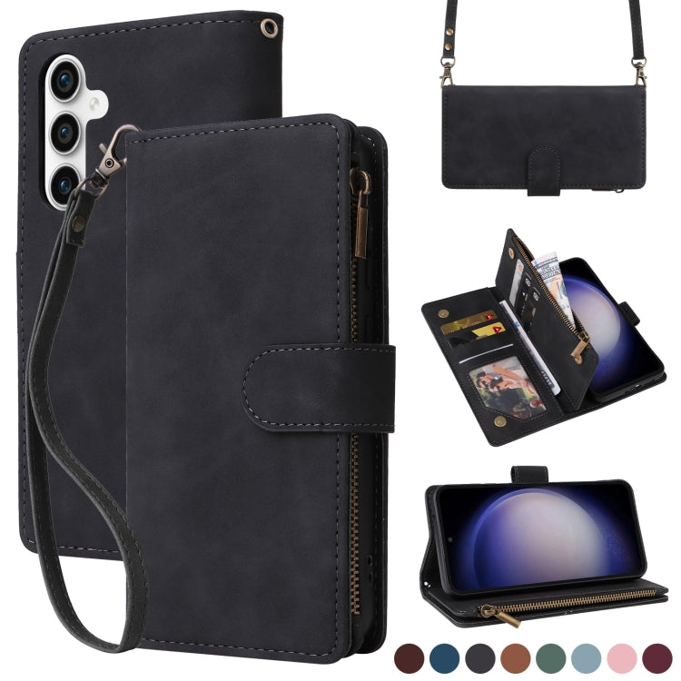 Crossbody Multi-card Slot Wallet Zipper Leather Phone Case, For Samsung Galaxy S23 FE 5G