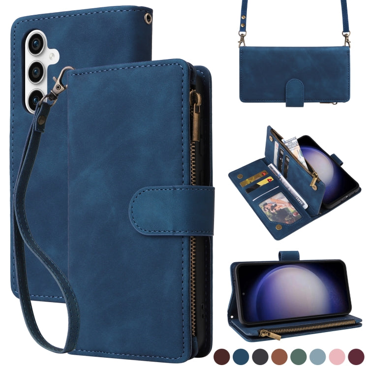 Crossbody Multi-card Slot Wallet Zipper Leather Phone Case, For Samsung Galaxy S23 FE 5G