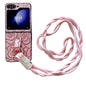 Impression Camellia Pattern Protective Phone Case with Diamond Ring Long Lanyard