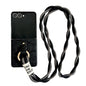 Impression Camellia Pattern Protective Phone Case with Diamond Ring Long Lanyard