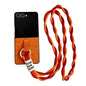 Impression Camellia Pattern Protective Phone Case with Diamond Ring Long Lanyard