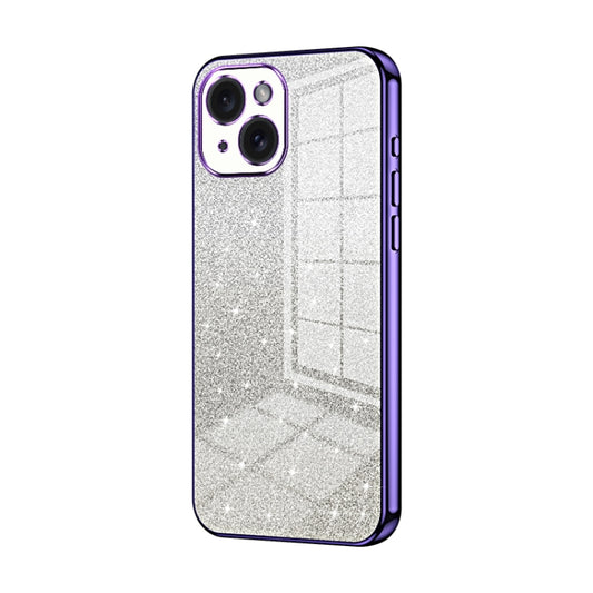 Gradient Glitter Powder Electroplated Phone Case, For iPhone 15, For iPhone 14 Plus, For iPhone 14
