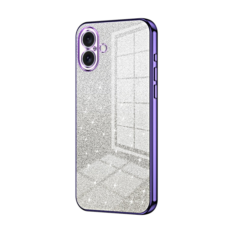 Gradient Glitter Powder Electroplated Phone Case, For iPhone 16 Pro, For iPhone 16 Plus, For iPhone 16